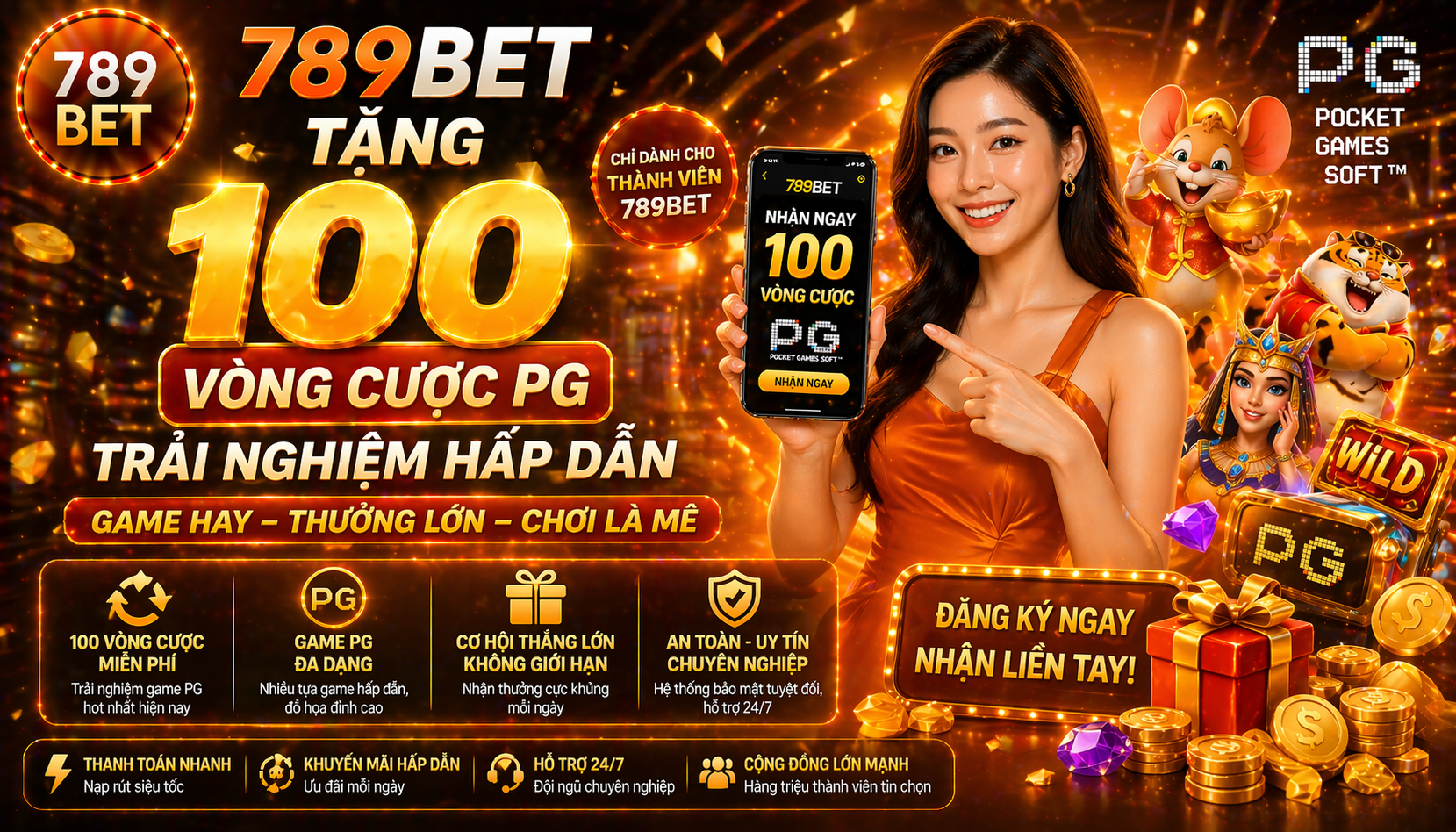 789bet tặng 100 vòng cược PG trải nghiệm hấp dẫn
