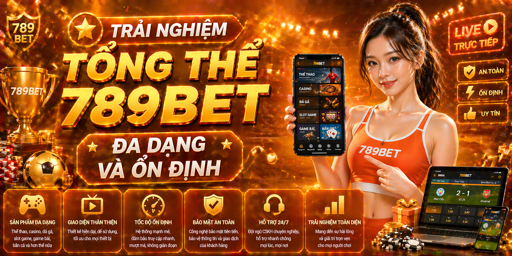 Trải nghiệm tổng thể 789bet đa dạng và ổn định