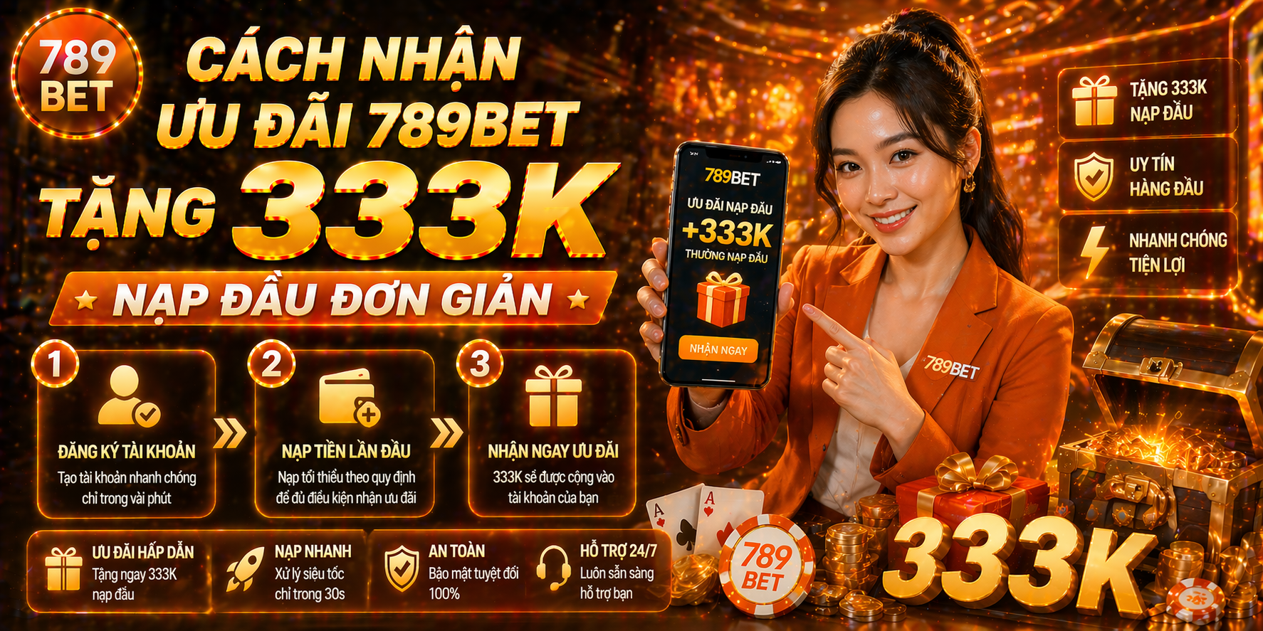 Cách nhận ưu đãi 789bet tặng 333k nạp đầu đơn giản