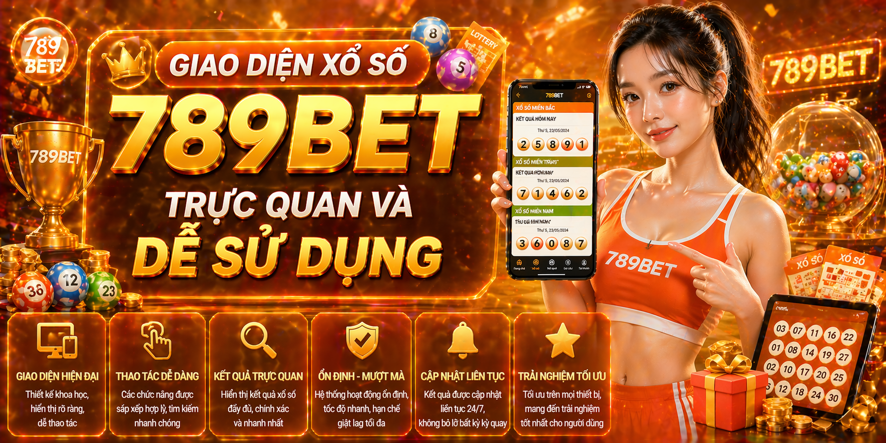 Giao diện xổ số 789bet trực quan và dễ sử dụng