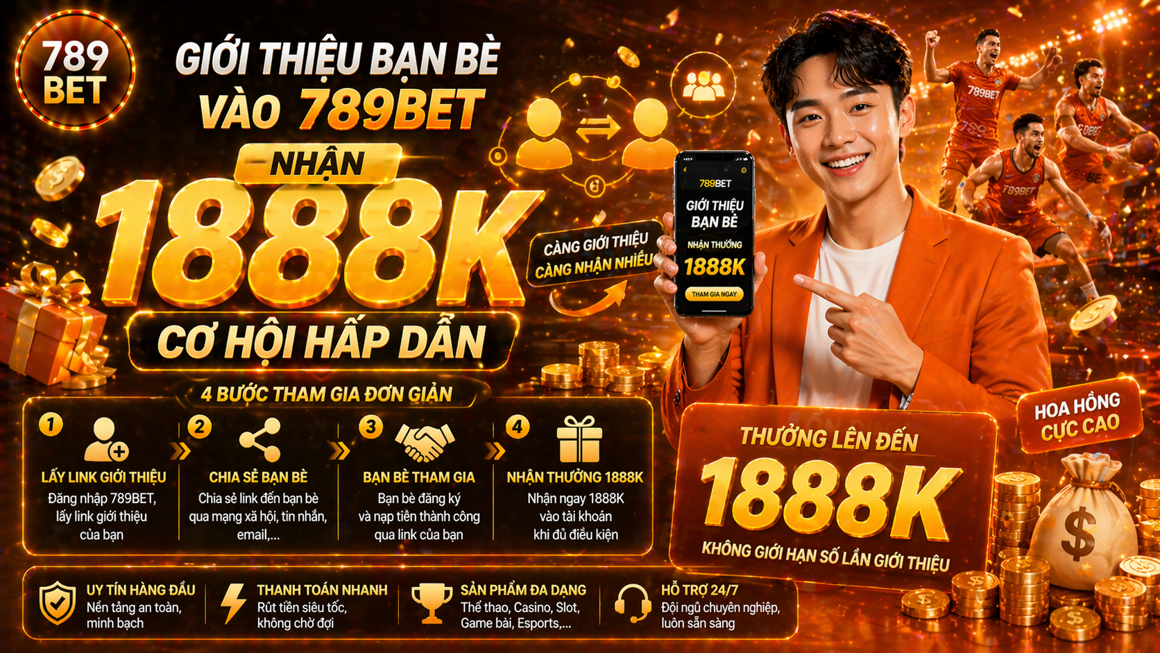 Giới thiệu bạn bè vào 789bet nhận 1888k cơ hội hấp dẫn