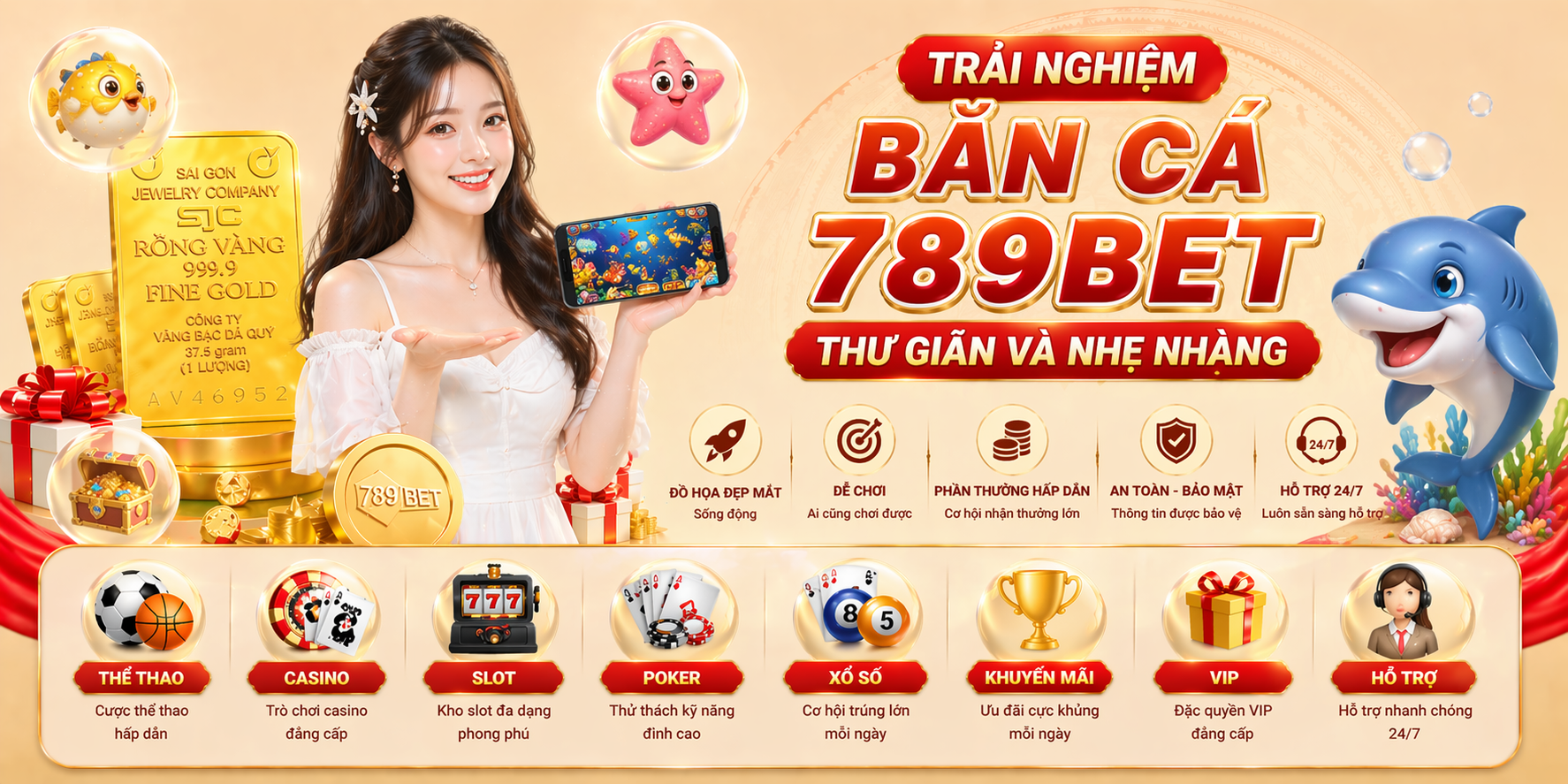 Trải nghiệm bắn cá 789bet thư giãn và nhẹ nhàng