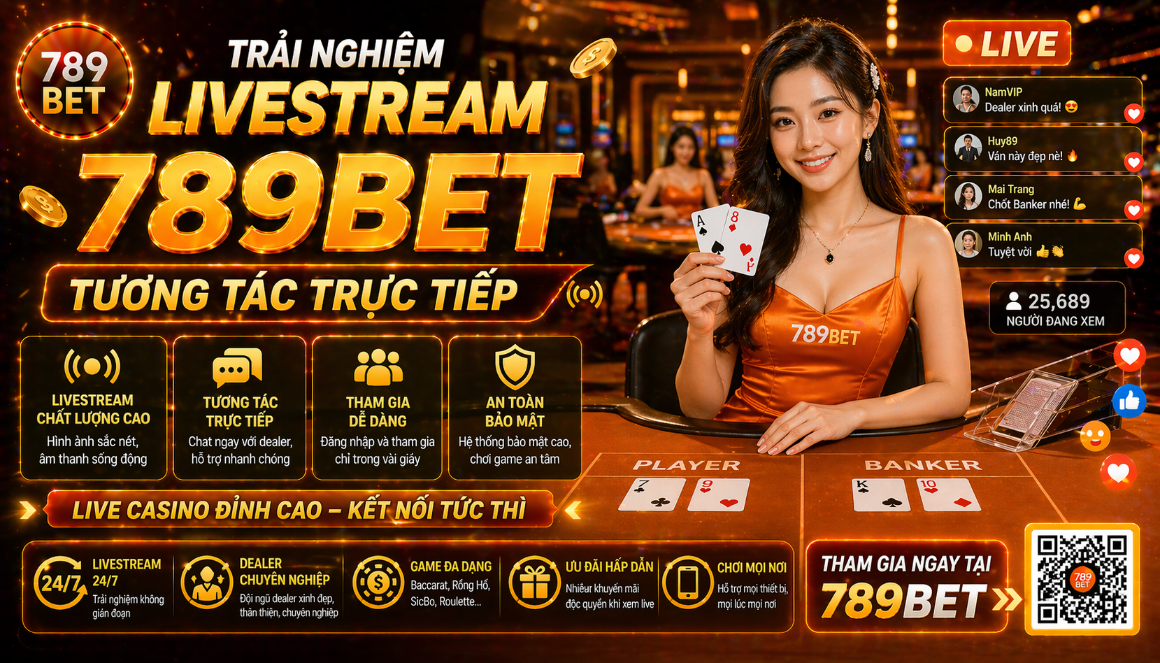 Trải nghiệm livestream 789bet tương tác trực tiếp